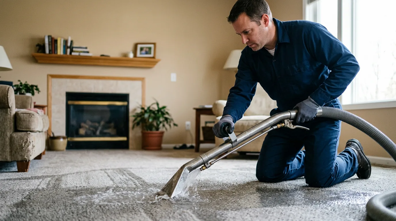 Water damage restoration technician working near Jefferson, MD